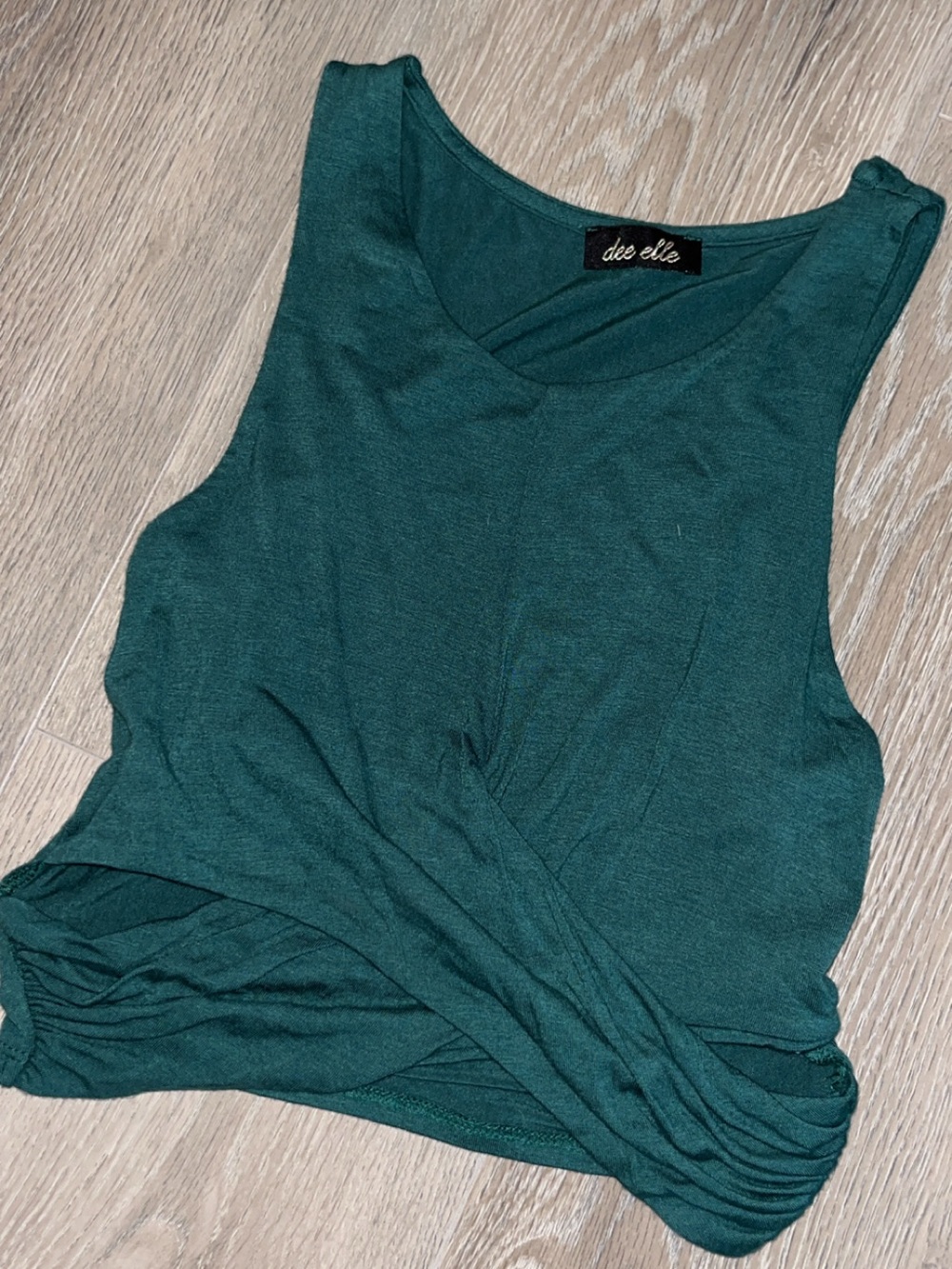 dee elle Deep Teal Twist-Front Sleeveless Tank Top